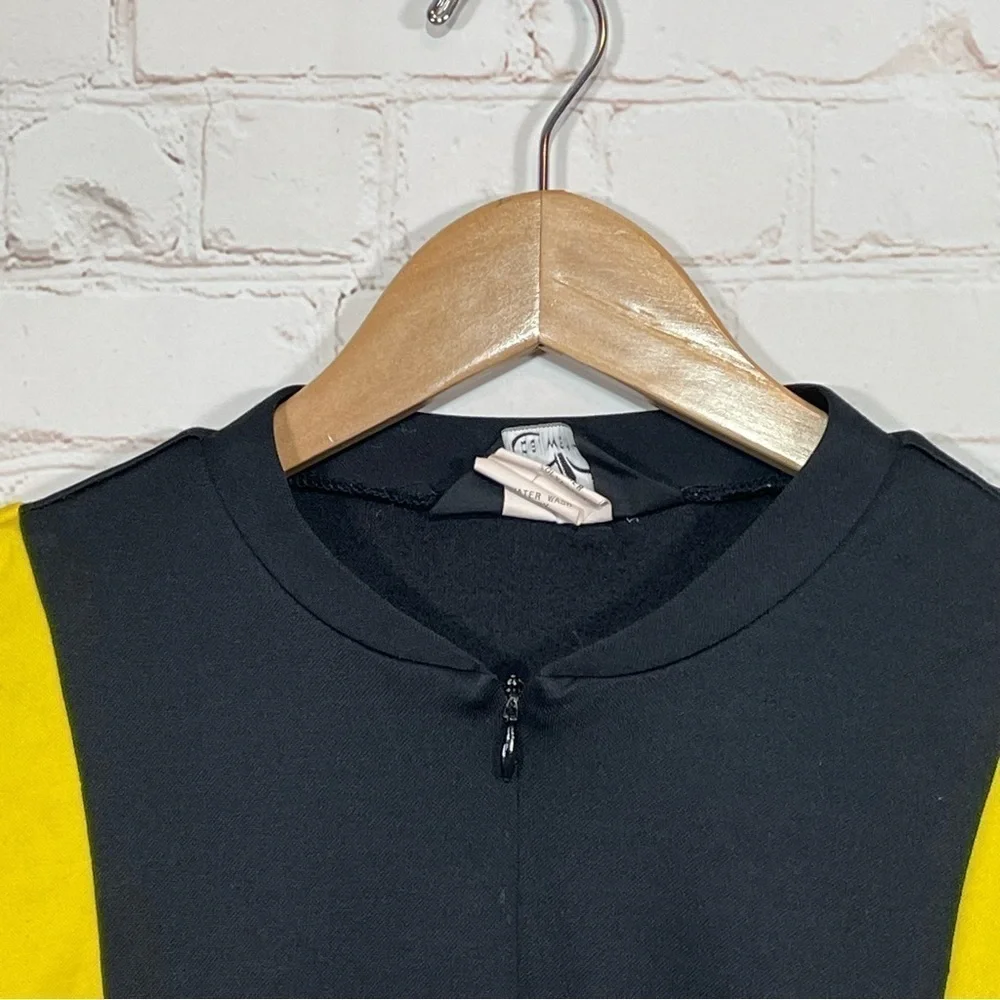 Bellwether Cycling Jersey Mens Medium Yellow Black Short Sleeve 1/4 Zip Striped